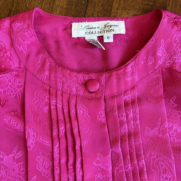 Vintage Laura and Jayne Collection blouse womens size 6 Fuschia - Picture 1 of 8
